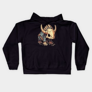 Super Scary Chibi Triceratops Isometric Dinosaur Skeleton Kids Hoodie